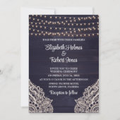 Faire-part de mariage en bois rustique bleu nuit (Devant)