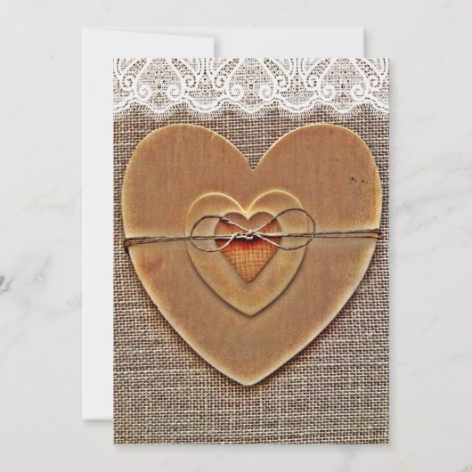 Faire-part de mariage en bois rustique de dentelle (Dos)