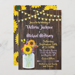 Faire-part de mariage en bois rustique de pot de