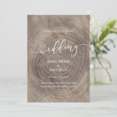 Faire-part de mariage en bois rustique et élégant (Debout devant)