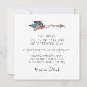 Faire-part de mariage en bois rustique et turquois (Dos)