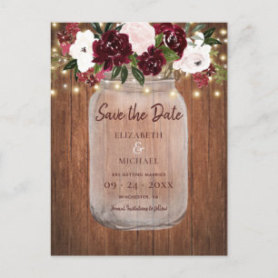 Faire-part de mariage en bois rustique floral burg