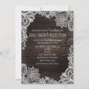 Faire-part de mariage en bois rustique foncé et de