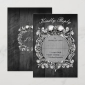 Faire-part de mariage en bois rustique noir gothiq (Devant / Derrière)