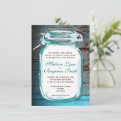 Faire-part de mariage en bois rustique Turquoise M (Debout devant)