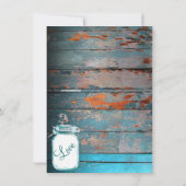 Faire-part de mariage en bois rustique Turquoise M (Dos)