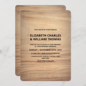 Faire-part de mariage en bois texturé rustique (Devant / Derrière)