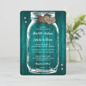 Faire-part de mariage en bois Turquoise rustique M (Debout devant)