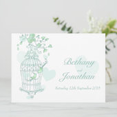 Faire-part de mariage en cage ouverte aux oiseaux  (Debout devant)