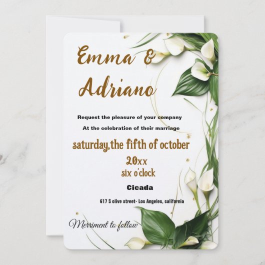 Faire-part de mariage en calligraphie élégante (Devant)