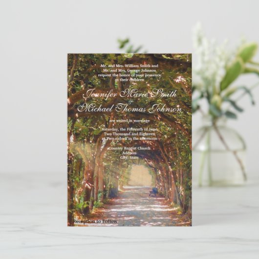 Faire-part de mariage en chêne (Debout devant)