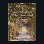 Faire-part de mariage en chêne<br><div class="desc">Cette belle faire-part de mariage dispose d'un tunnel de chênes menant à un sentier. La lumière du soleil traverse les branches des arbres. Un banc de parc invitation un couple pour se reposer dans la beauté de la canopée de chêne. Les couleurs automnales de l'automne sont marron, jaune et orange,...</div>