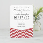 Faire-part de mariage en chevron rouge blanc (Debout devant)
