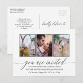 Faire-part de mariage en collage de photos noir et (Devant / Derrière)