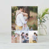 Faire-part de mariage en collage photo avec palmie (Debout devant)