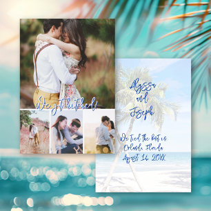 Faire-part de mariage en collage photo avec palmie