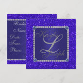 Faire-part de mariage en cristal BLEU Royal (Devant / Derrière)