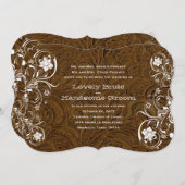 Faire-part de mariage en cuir Brown rustique de (Devant / Derrière)