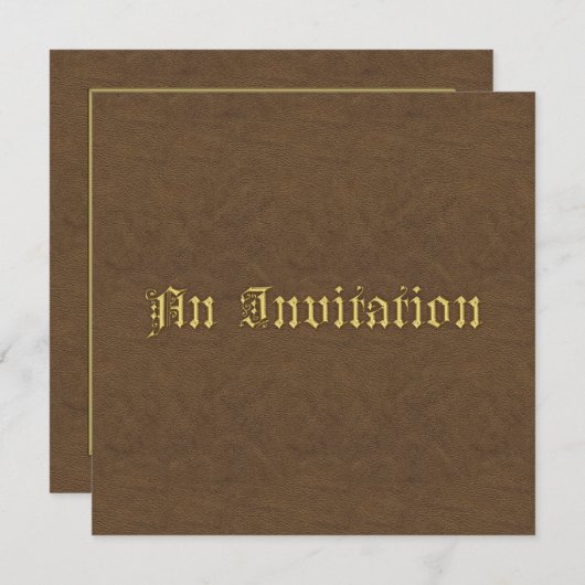 Faire-part de mariage en cuir de luxe dans les Bro (Devant / Derrière)