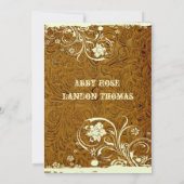 Faire-part de mariage en cuir et dentelle (Dos)