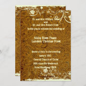 Faire-part de mariage en cuir et dentelle (Devant / Derrière)