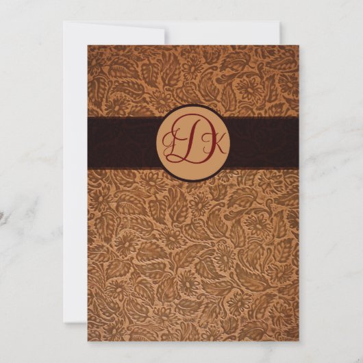 Faire-part de mariage en cuir imprimé (Dos)