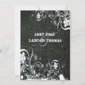 Faire-part de mariage en cuir noir et dentelle bla (Dos)