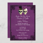 Faire-part de mariage en cuir pourpre de crâne de (Devant / Derrière)