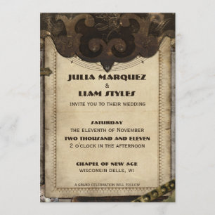 Faire-part de mariage en cuir victorien de