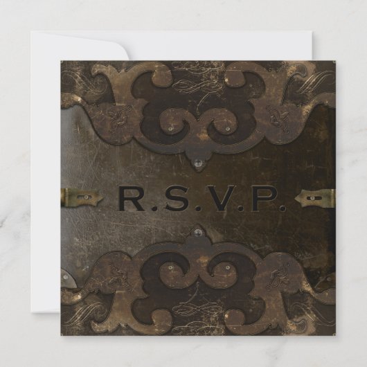 Faire-part de mariage en cuir victorien Steampunk (Dos)