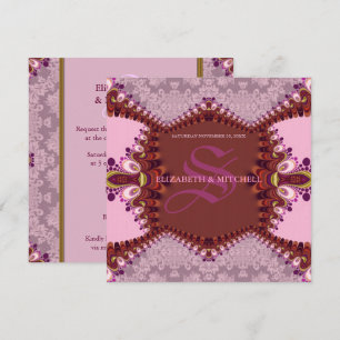 Faire-part de mariage en damas bohème groovy