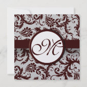 Faire-part de mariage en damas brun chocolat profo (Dos)