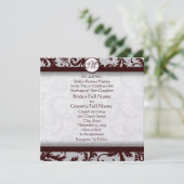 Faire-part de mariage en damas brun chocolat profo (Debout devant)