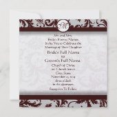 Faire-part de mariage en damas brun chocolat profo (Devant)