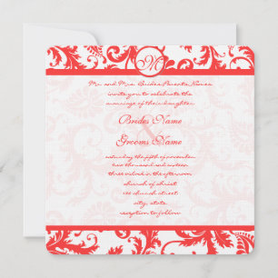 Faire-part de mariage en damas corail Snap Dragon