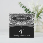 Faire-part de mariage en damas noir et blanc avec (Debout devant)