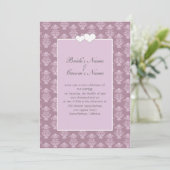 Faire-part de mariage en damas rose (Debout devant)
