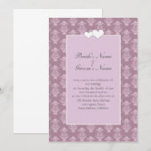 Faire-part de mariage en damas rose (Devant / Derrière)