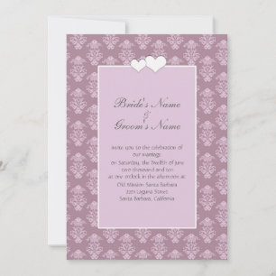 Faire-part de mariage en damas rose