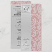Faire-part de mariage en damas rose monogrammé (Devant / Derrière)