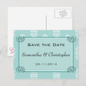 Faire-part de mariage en Damas turquoise (Devant / Derrière)