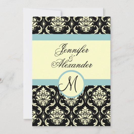 Faire-part de mariage en damasqué avec monogramme (Devant)