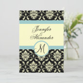 Faire-part de mariage en damasqué avec monogramme (Debout devant)