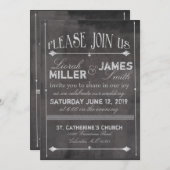 Faire-part de mariage en damier à l'ancienne (Devant / Derrière)