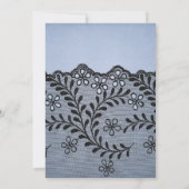 Faire-part de mariage en dentelle bleu et argent F (Dos)