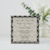 Faire-part de mariage en dentelle damassée vintage (Debout devant)