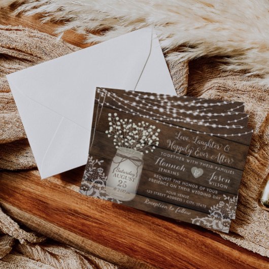 Faire-part de mariage en dentelle de bois rustique