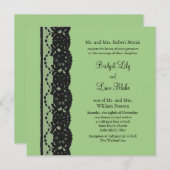 Faire-part de mariage en dentelle française (vert) (Devant / Derrière)