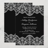 Faire-part de mariage en dentelle marocaine noire (Devant / Derrière)