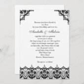 Faire-part de mariage en dentelle noire (Devant / Derrière)